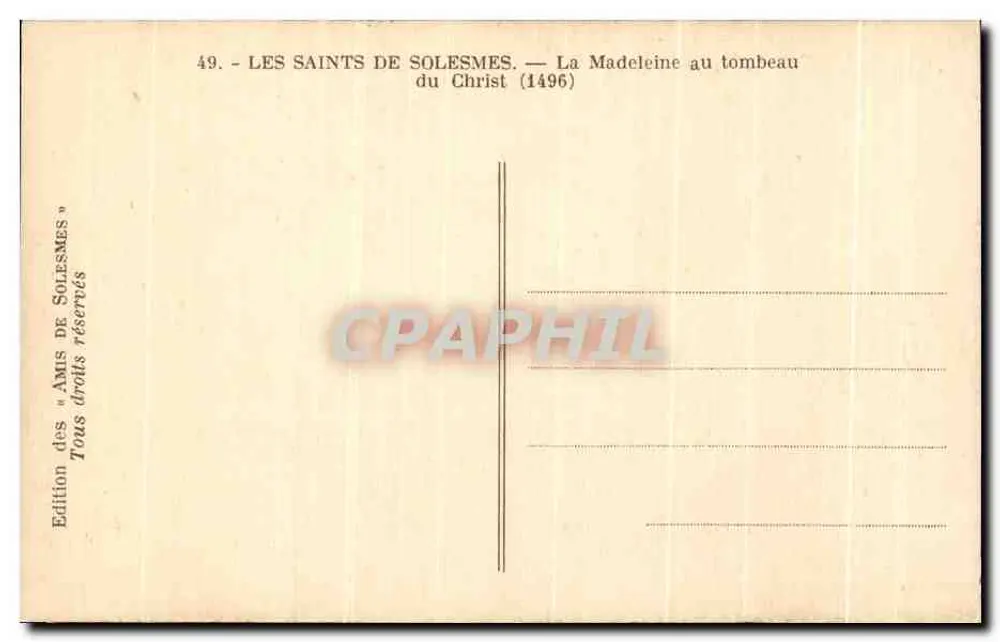 La Madeleine am Grab Christi — Die Heiligen von Solesmes — Ausgabe der 'Amis de Solesmes' n°49 - Rückseite