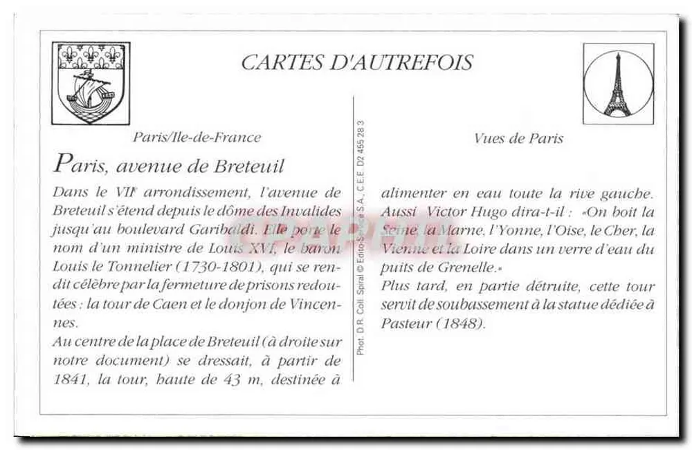 Paris — As Avenidas de Saxe e de Breteuil — ND Phot. - Verso