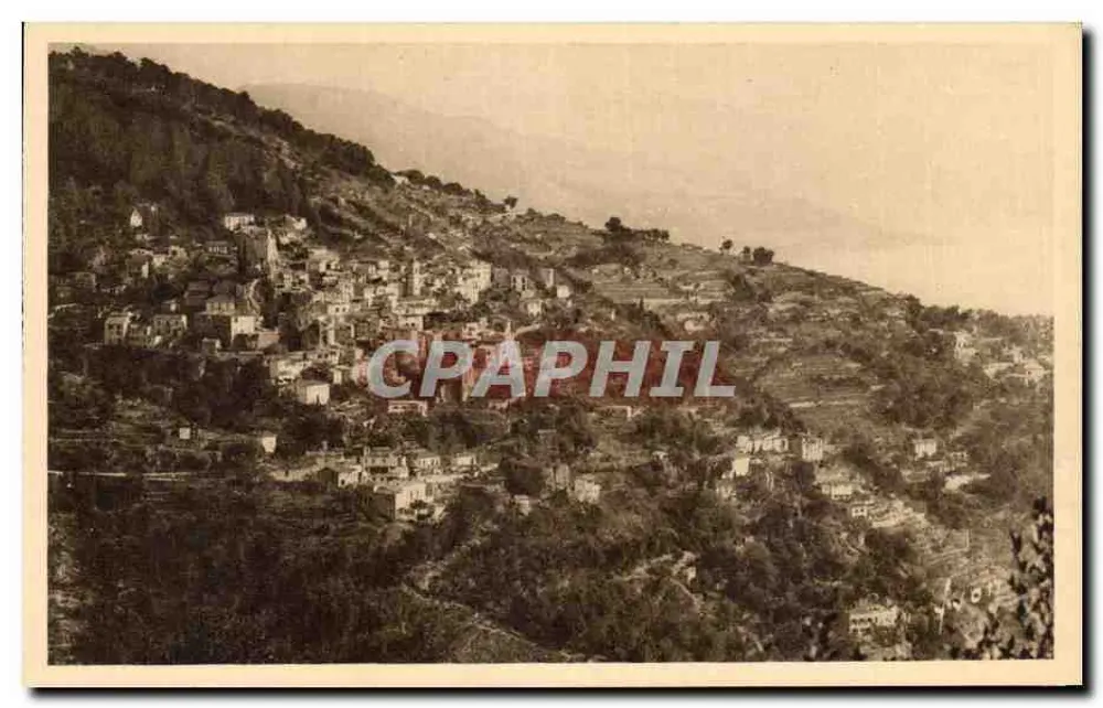 Roquebrune (Alpes-Maritimes) — Blick auf das Dorf von der Grande Corniche — Les Éditions d'Art VVON, Paris - Vorderseite