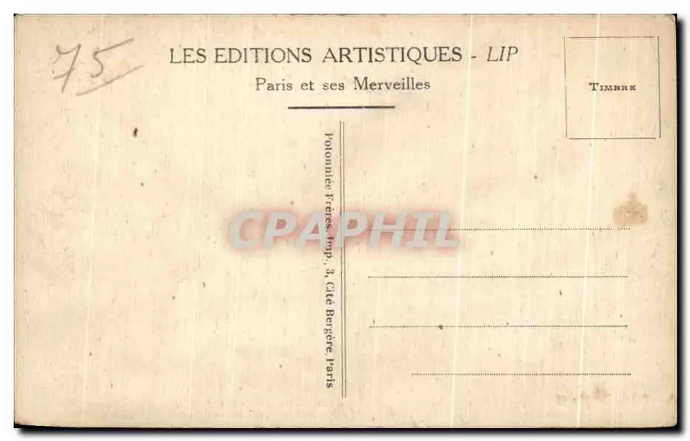 Paris - Boulevard des Capucines, Grand Hotel und Café de la Paix - Place de l'Opéra — LIP, n°345 - Rückseite