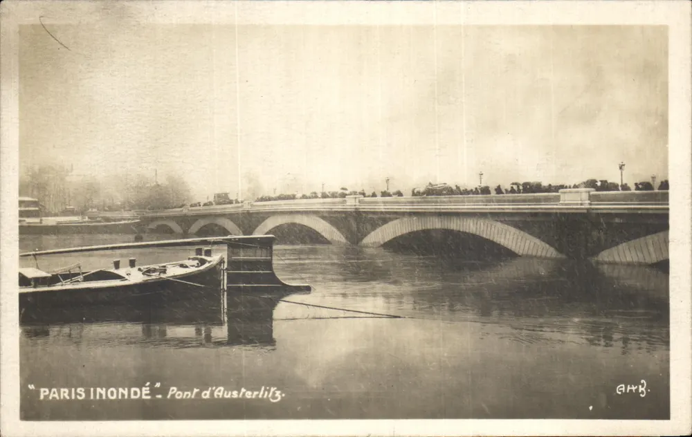 Paris überschwemmt — Brücke von Austerlitz — G.H.B. - Vorderseite