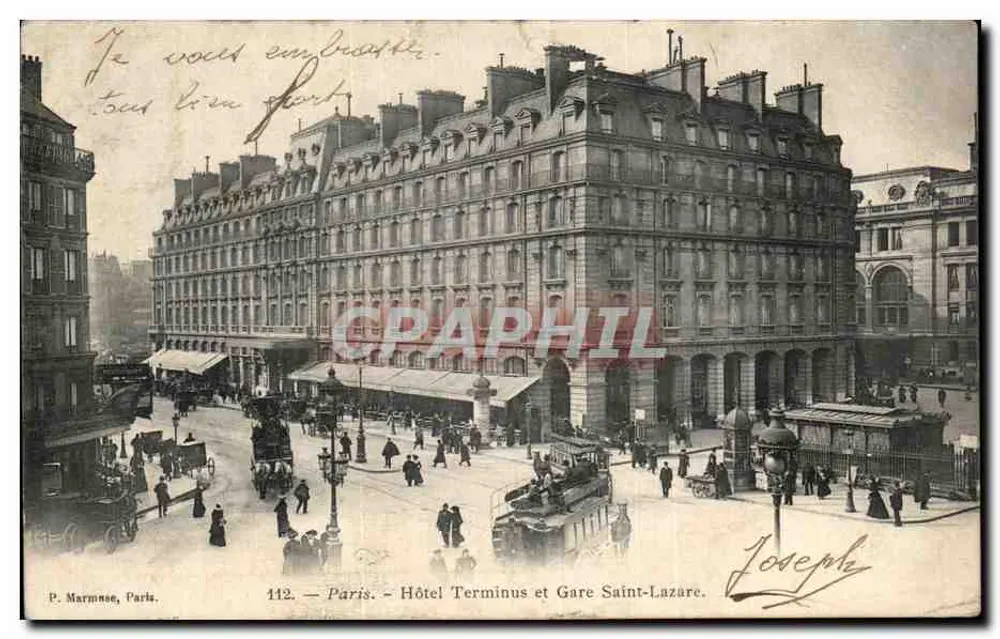 Paris — Hotel Terminus und Bahnhof Saint-Lazare — P. Marmouse, Paris, Nr. 112 - Vorderseite