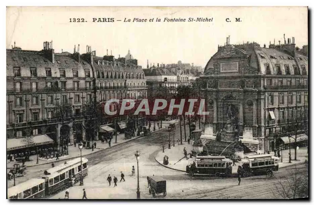 Paris — Place und Fontaine Saint-Michel — C. M. n°1322 - Vorderseite