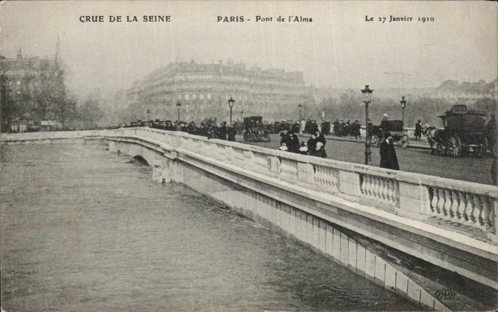 Cheia do Sena — Paris - Ponte do Alma — 27 de Janeiro de 1910 - Frente