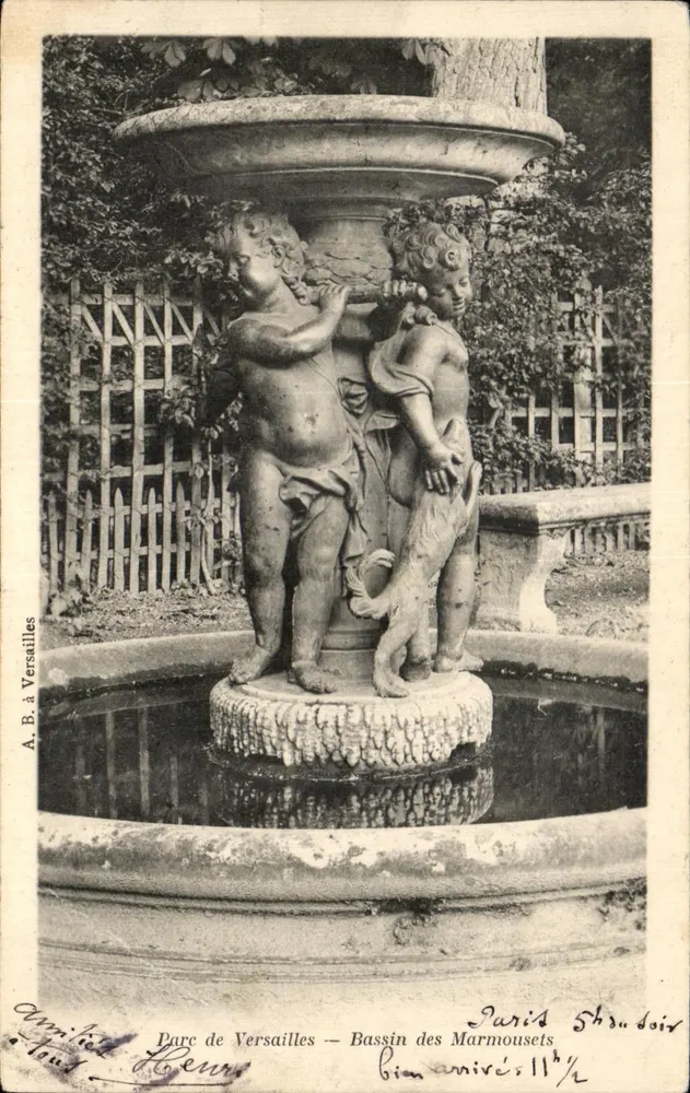 Schlosspark Versailles — Bassin der Marmousets — A.B. in Versailles - Vorderseite