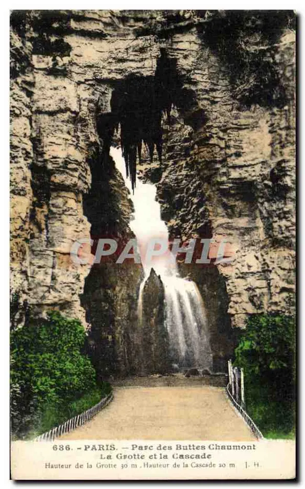 Paris — Park der Buttes Chaumont — Die Höhle und der Wasserfall — L. Boisson, Verlag - Vorderseite