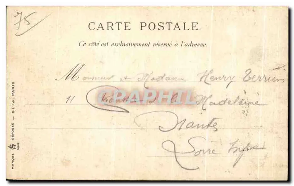 Paris - Place Malesherbes - Denkmal für Alexandre Dumas — In TAILLE-DOUCE gedruckt - Rückseite