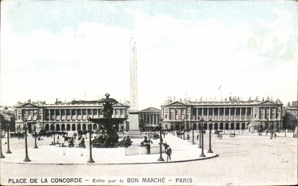Praça da Concórdia — Obélisco e fonte — Editado pelo Bon Marché - Paris - Frente