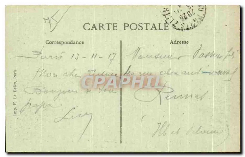 Paris — Ministerium für Auswärtige Angelegenheiten — Ansicht der Rue de Constantine — Imp. E. Le Deley, Paris - Rückseite