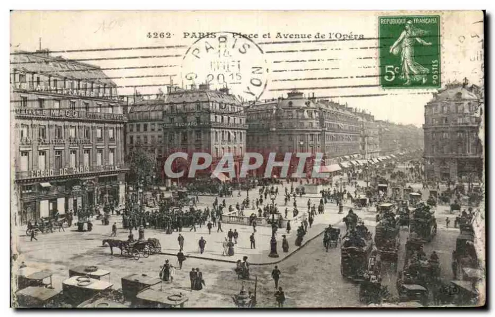 Plaats en Avenue de l'Opéra — Parijs — uitgever P. Buchard n°4262 - Voorkant