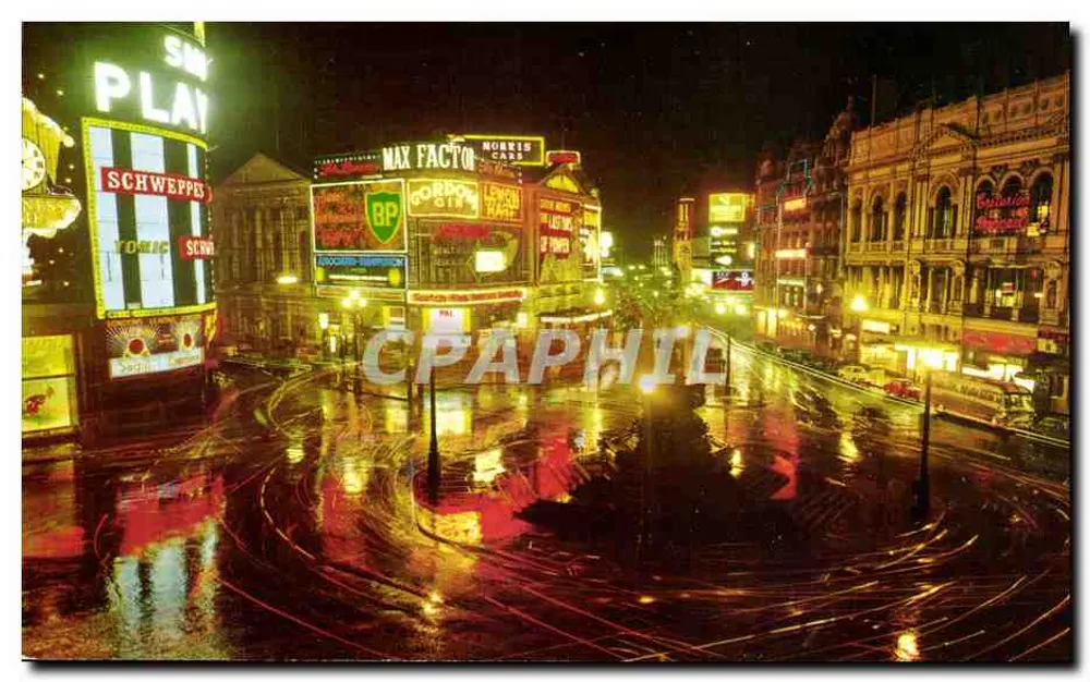Piccadilly à Noite, Londres — série Natural Colour, editor The Photographic Greeting Card Co. Ltd. n°189 - Frente