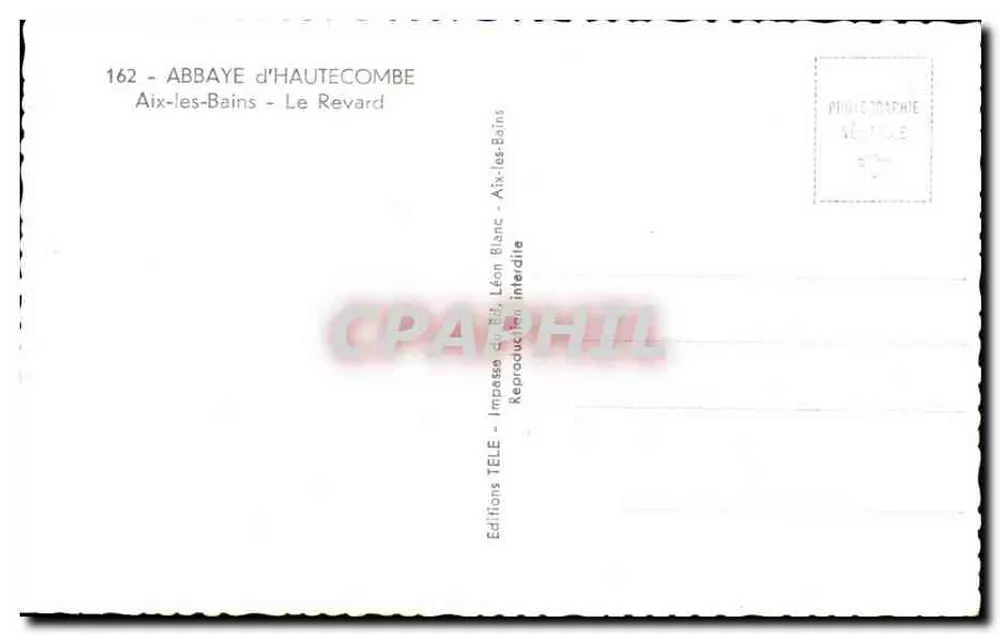 Abadia de Hautecombe — Aix-les-Bains — Le Revard — Edições TELEX - Verso
