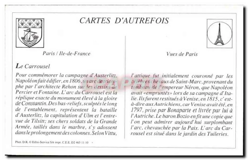 Paris — Quand Même ! de Mercié — Carrousel des Tuileries — M. J. — n° 546 - Rückseite