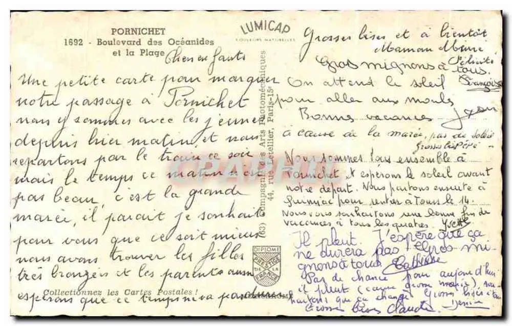 Pernichet — Avenida das Oceanides e a Praia — Lumicad - Verso