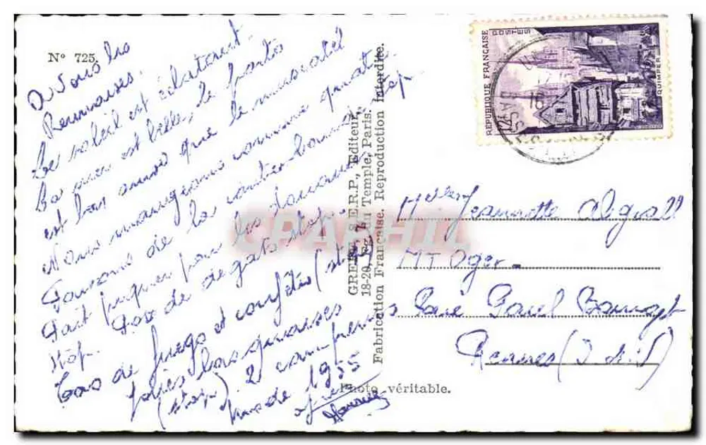 Saint-Jean-de-Luz — Lembrete — Greff, n° 725 - Verso