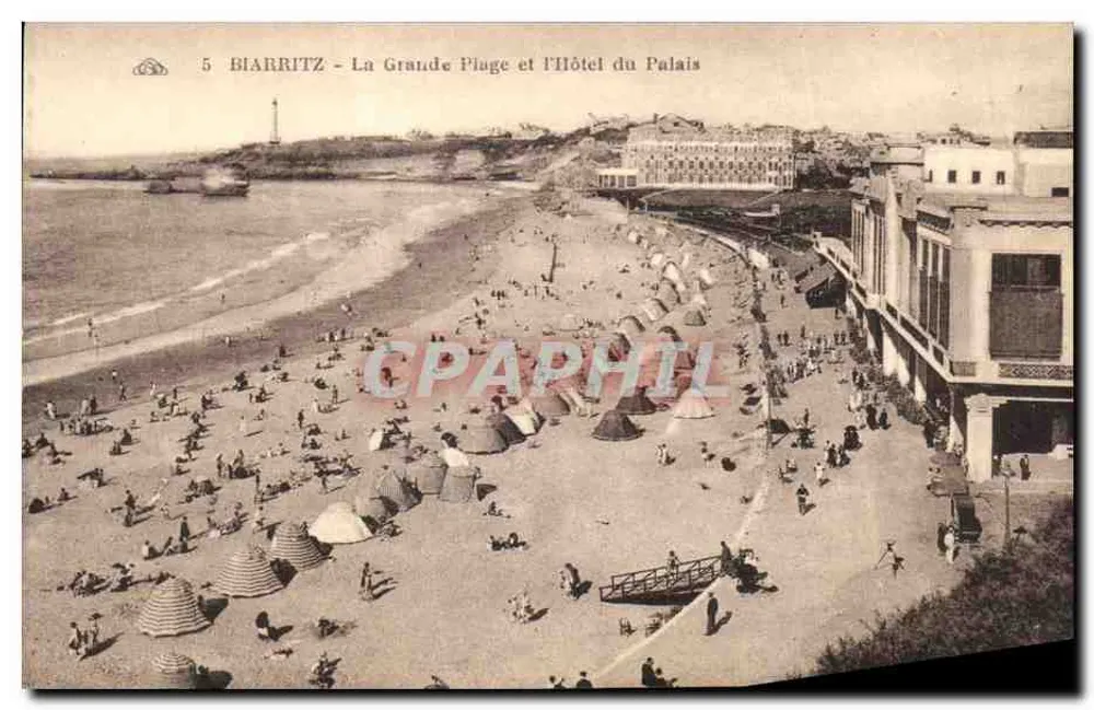 Biarritz - Die Grande Plage und das Hotel du Palais — Verlag: G.° Atlaocienne des Arts Photomécaniques - Straßburg - Vorderseite
