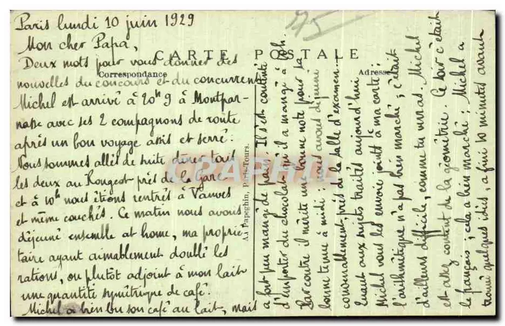 Paris — Place d'Iéna — A.P. n°601 - Verso