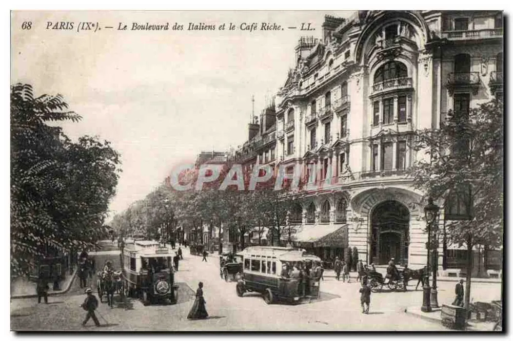 Paris (IXe) — Le Boulevard des Italiens et le Café Riché — LL. n° 68 - Vorderseite