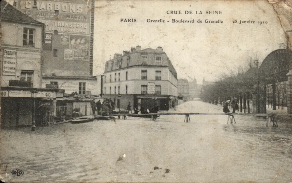 Paris - Grenelle - Boulevard de Grenelle — Hochwasser der Seine, 28. Januar 1910, herausgegeben von E.P. - Vorderseite