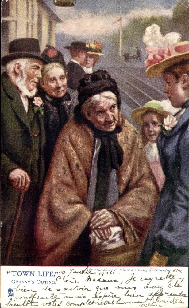 Granny's Outing — Vida na Cidade — Após o desenho em preto e branco de Gunning King - Frente