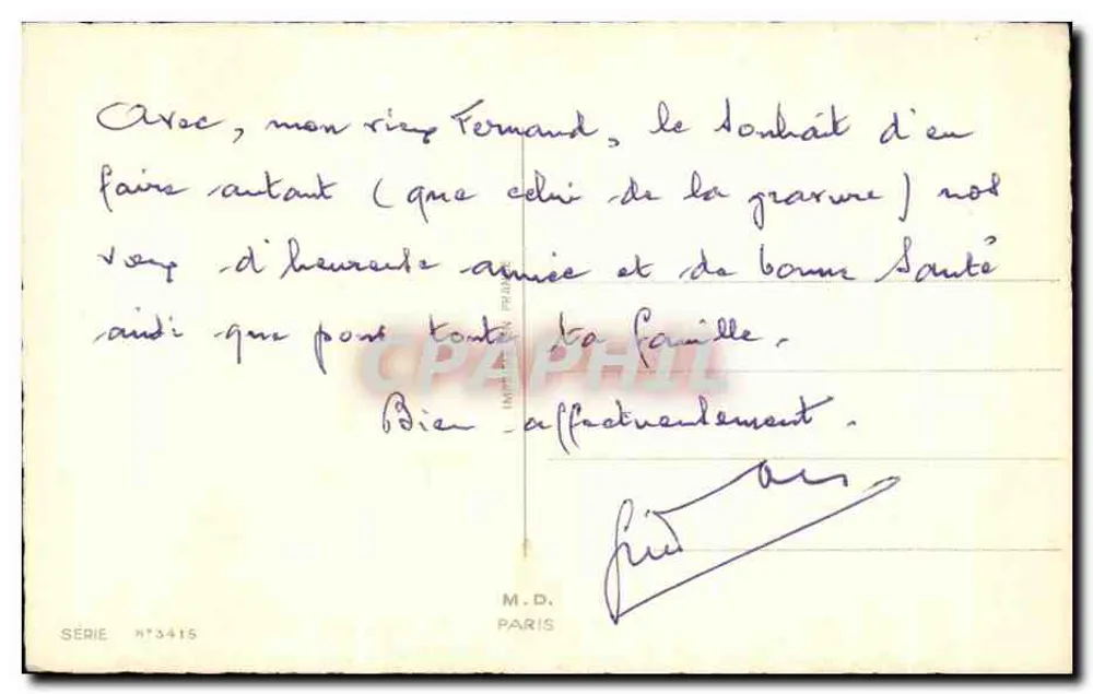 Kind, der unter den Wolken träumt — M.D. Paris, Serie Nr. 3415 - Rückseite