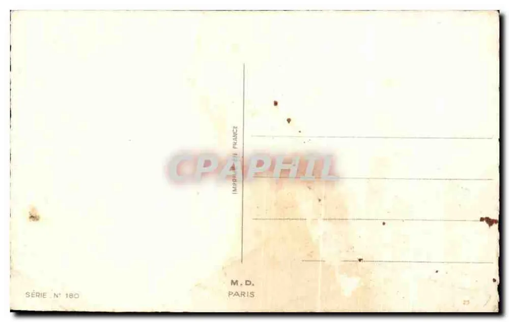 Casal abraçado em uma barca — cena de praia — editor M.D. Paris, série n°180 - Verso