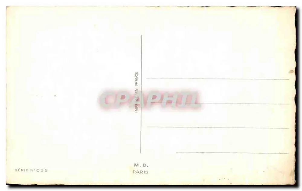 Deux baigneurs à la plage — scène de plage avec parasols et voiliers — éditeur M.D. PARIS, série n°055 - Verso