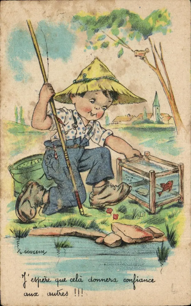 Fischerkind — Szenen an einem Fluss mit Verlag L. Gougeon - Vorderseite