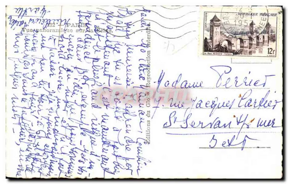 Panoramablick auf die Seine — Paris — Éditions du Globe, n° 132 - Rückseite