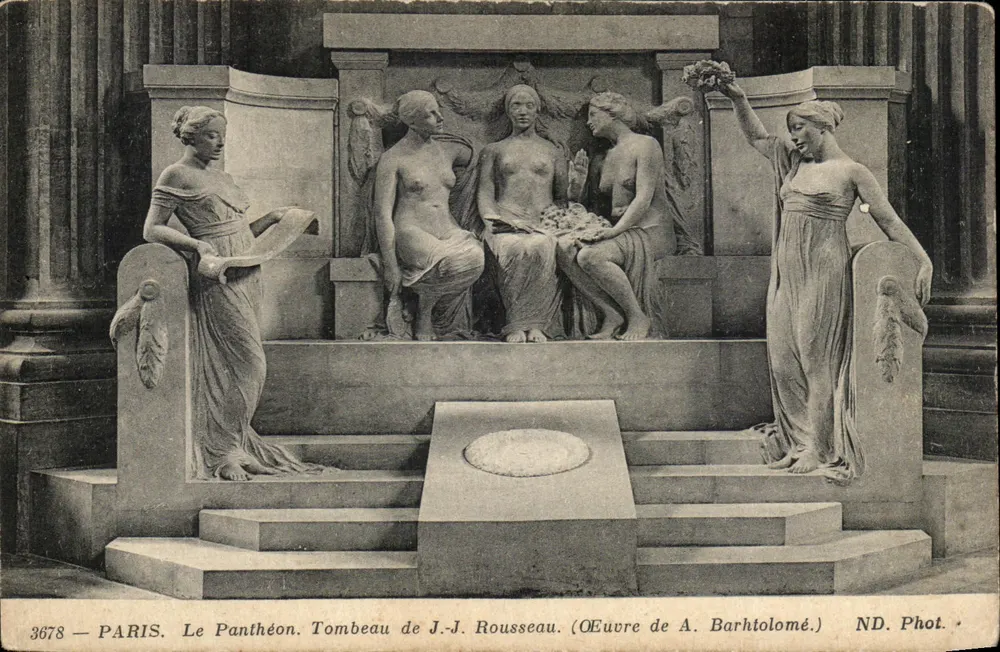 Paris — O Panteão. Túmulo de J.-J. Rousseau — obra de A. Barhtolomé, ND. Phot. - Frente