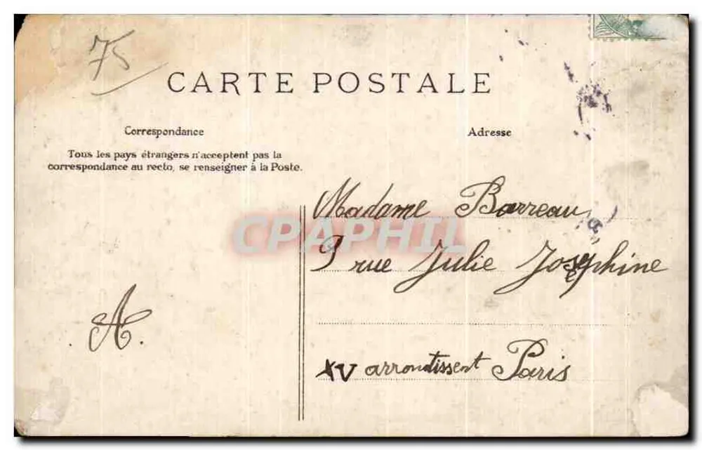 Paris — scène de rapaces et de petits oiseaux — éditeur Andréis Déposé - Verso