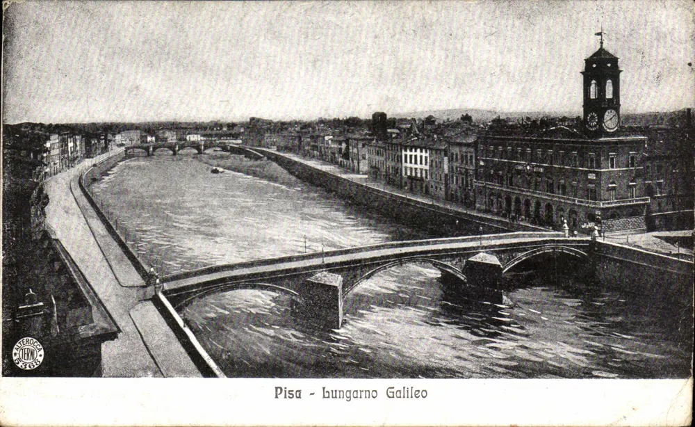 Pisa - Ponte Galilée — vista do rio e da torre sineira — editor Alterocca Terani - Frente