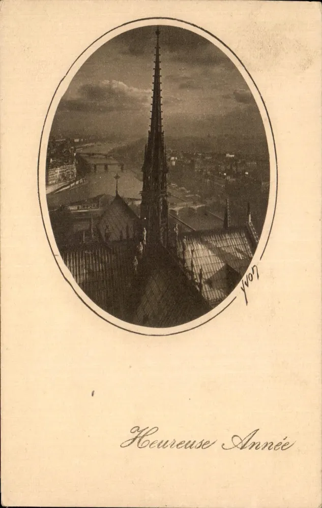 Vue de la cathédrale Notre-Dame à Paris — éditeur Yvon, n° 10 - Recto