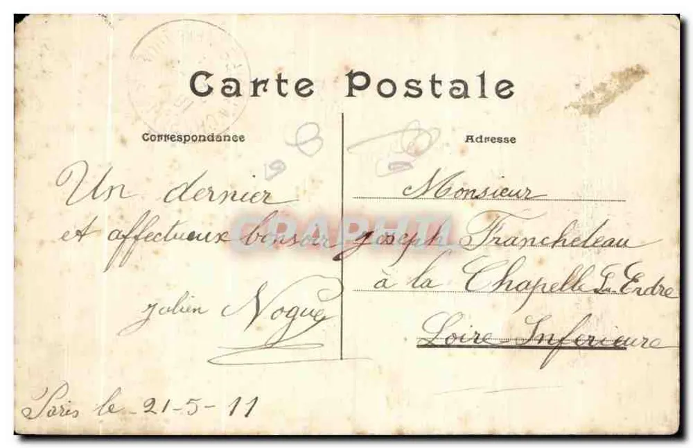 Katholische Jugendvereinigung Frankreichs — Generalkomitee 1911 — Verlag CL. L. Doisrn - Rückseite