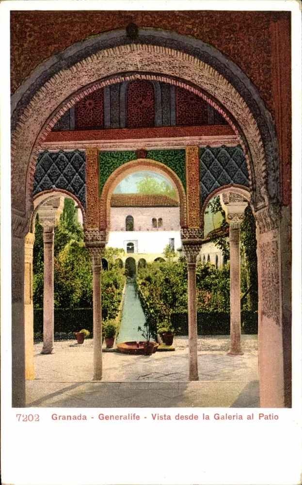 Granada - Generalife - Blick von der Galerie zum Hof — unbekannter Verlag, n° 7202 - Vorderseite