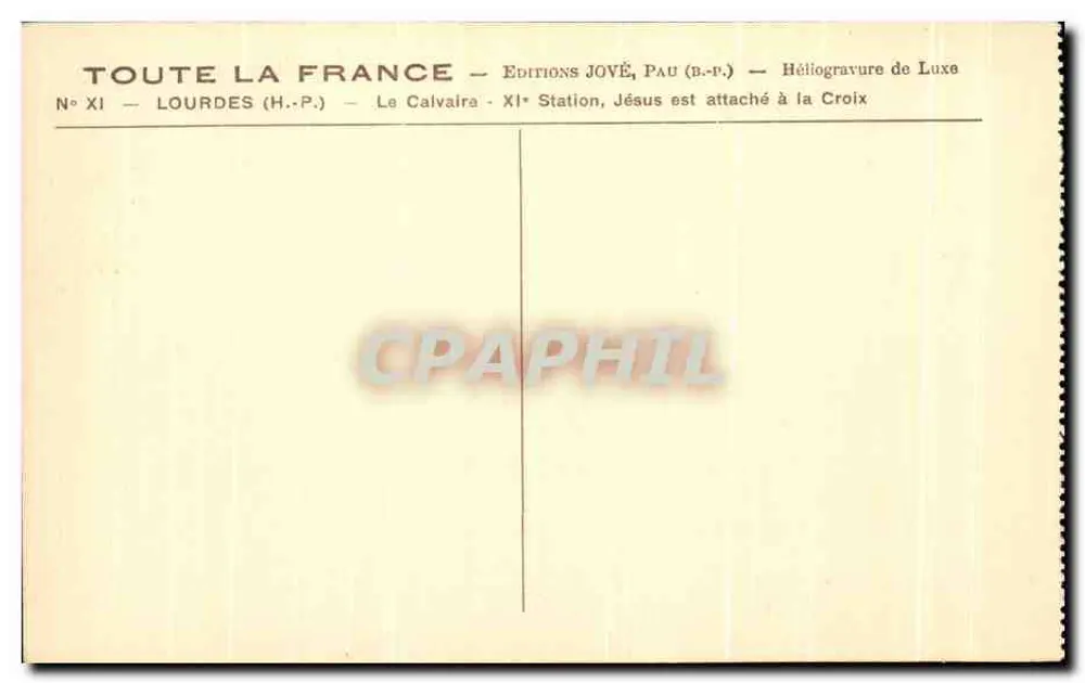 Lourdes (H.P.) — Das Calvary — Station Jesus am Kreuz — Éditions Jové, Pau (b.r.p.) - Rückseite