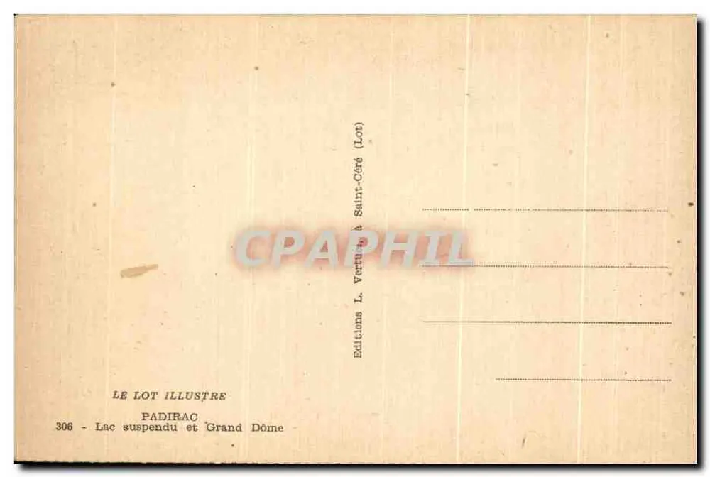 Padirac — Hängender See und Großer Dôme — Éditions L. Vertu à Saint-Céré (Lot) - Rückseite