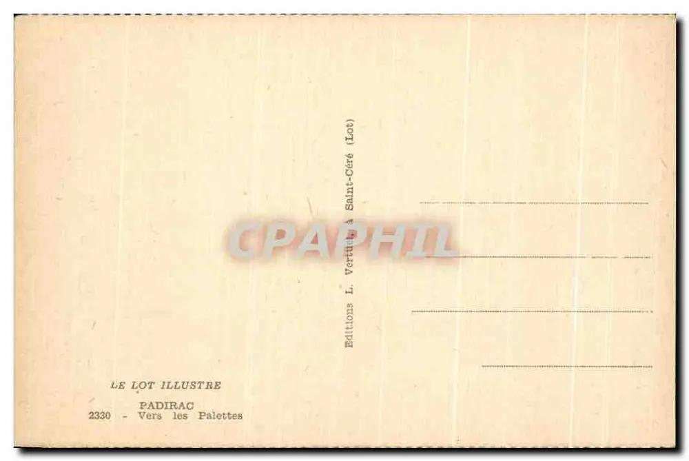 Gruta de Padirac — Para as Palettes — Éditions L. Vertu & Saint-Céré (Lot) - Verso