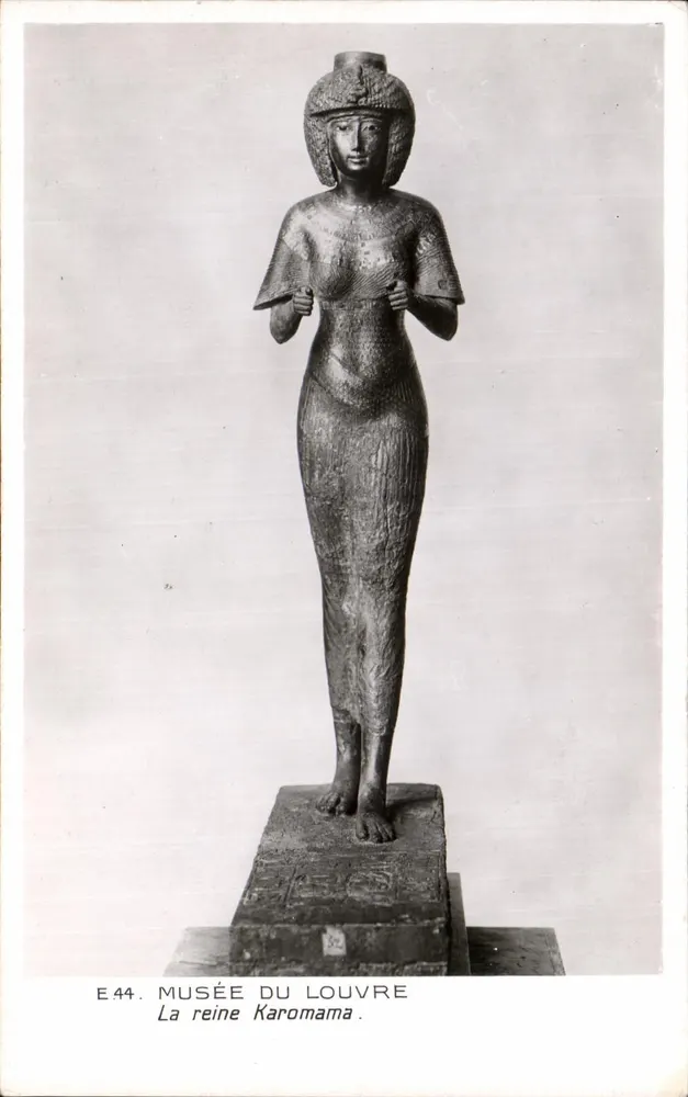 Estátua da rainha Karomama — Museu do Louvre — Edições dos Museus Nacionais, série E44 - Frente