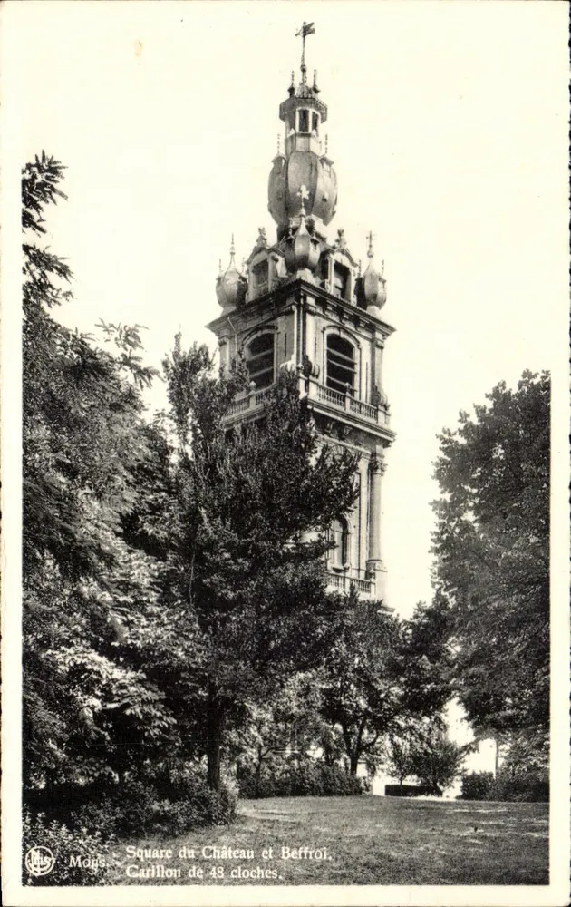 Mons - Square du Château und Glockenturm. Carillon mit 48 Glocken — Verleger Thill, Brüssel - Vorderseite