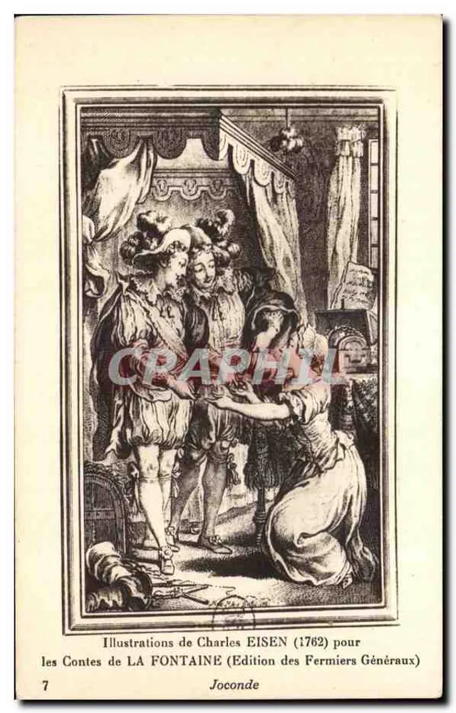 Illustrationen von Charles EISEN (1762) für die Fabeln von LA FONTAINE — Ausgabe der Fermiers Généraux — Joconde, Nr. 7 - Vorderseite