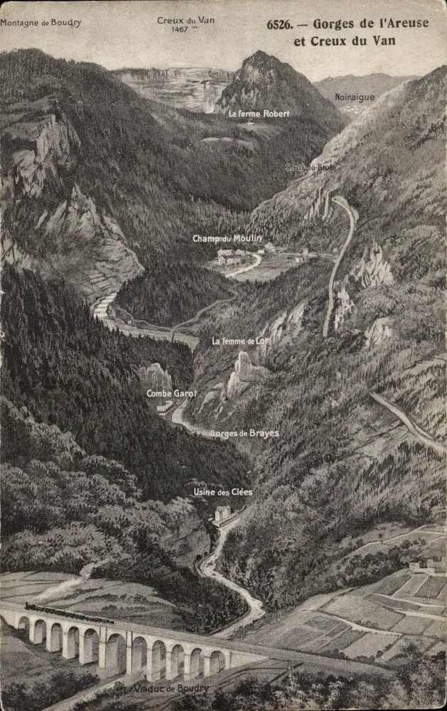 Gorges do Areuse e Creux do Van — Montanha de Boudry — Phototypie Co., Nouchâtel - Frente