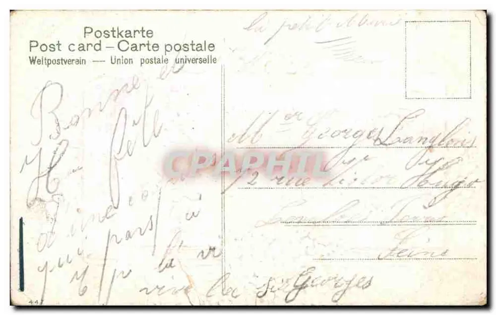Antike Ansichtskarte — Frohe Geburtstage — Verlag Union postale universelle - Rückseite