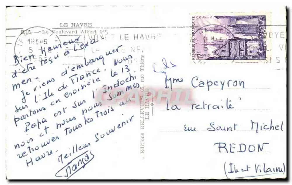 Vue de la plage et du boulevard à Le Havre — éditeur Bel - Verso