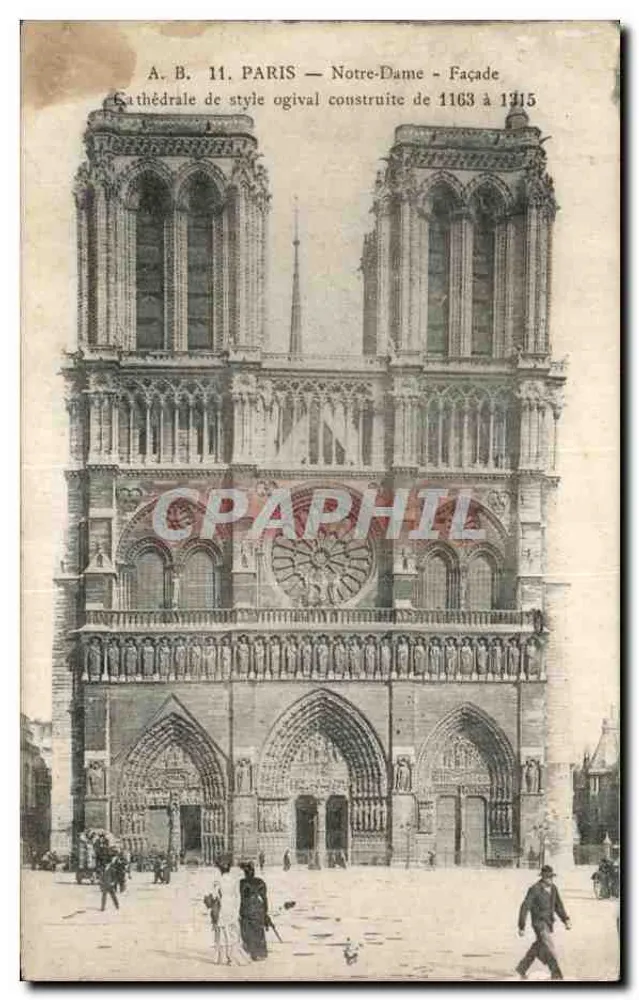 Paris — Cathédrale Notre-Dame — Façade — A. B. 11 - Frente