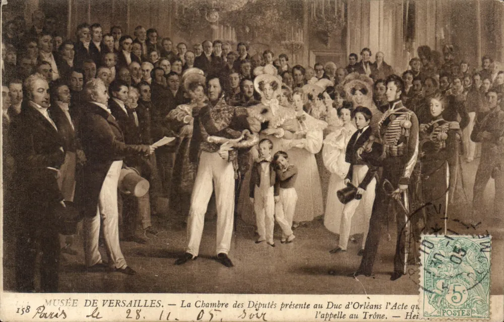 Museum von Versailles — Die Kammer der Abgeordneten präsentiert dem Herzog von Orléans das Gesetz, das sie zum Thron ruft — Ausgabe Paris, Nr. 158 - Vorderseite