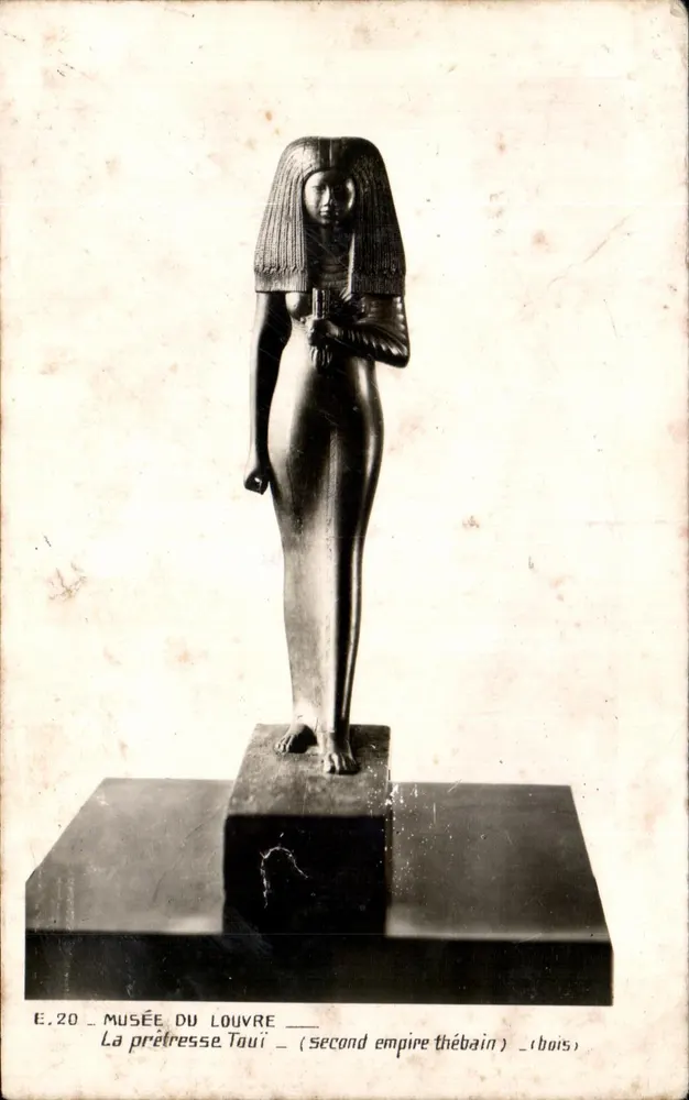 La prêtresse Toui — second empire thébain — bois — Musée du Louvre — E.20 - Frente
