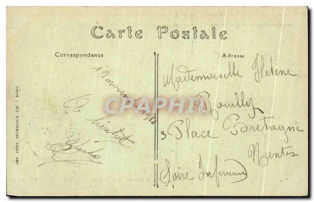Compiègne — As Terrasses e o Palácio — Imp. Pilot, Paris, n° 104 - Verso