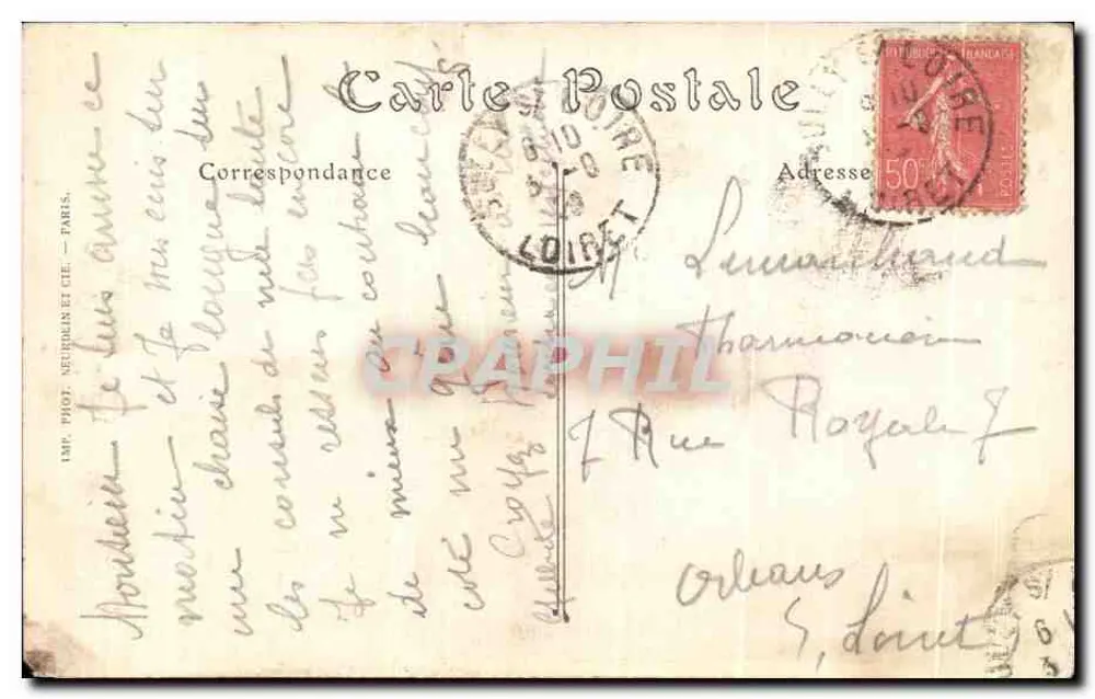 Orléans — Hôtel-Dieu. La Cour d'Honneur — ND. Phot. n° 393 - Rückseite