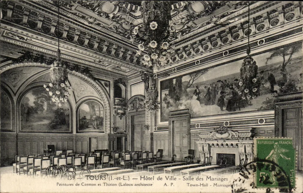 Tours (Loire-et-Cher) - Rathaus - Trauzimmer - Gemälde von Cormon und Thirion (Architekt Laloux) - Vorderseite